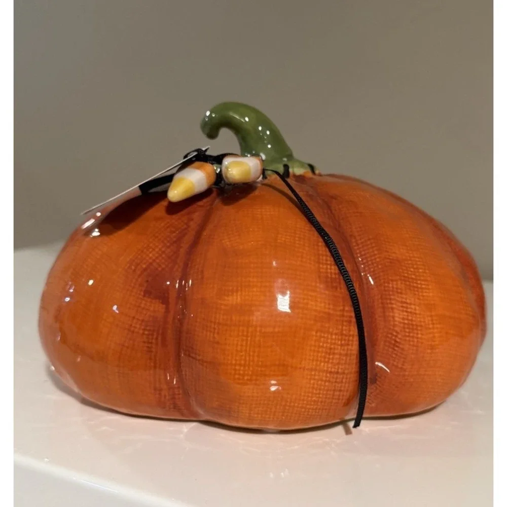 Blue Sky Clayworks Halloween SHORT STITCHED PUMPKIN Candy Corn NEW